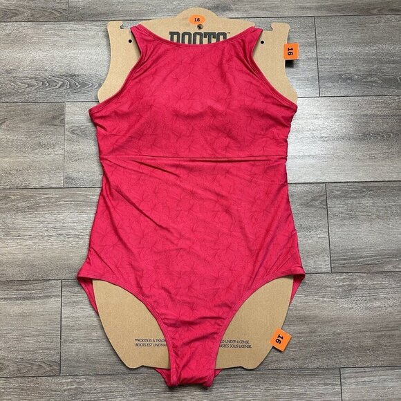 Roots One Piece Bathing Suit Size 16 Pink Swim - Picture 1 of 6